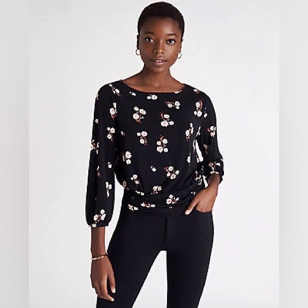 Ann Taylor NWT Floral Jersey Smocked
Waist Top S